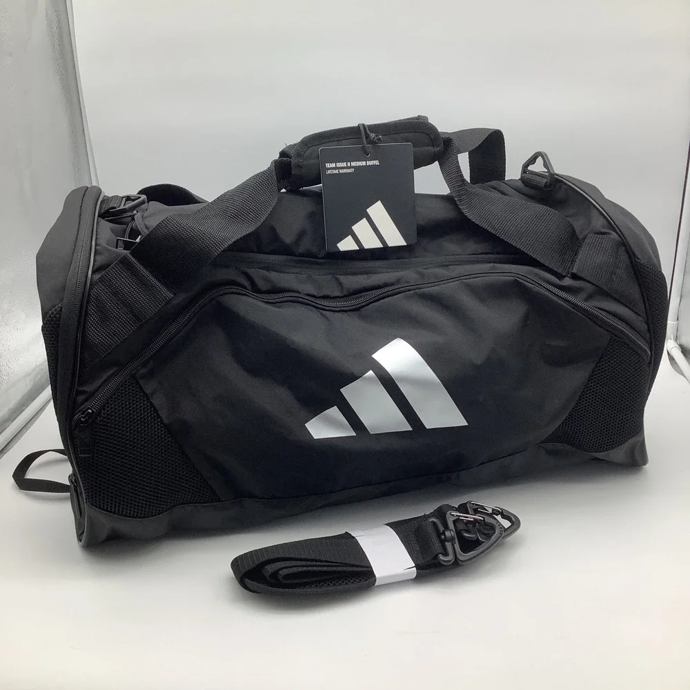 Adidas Team Issue II‎ Medium Duffel Bag Black Travel Gym Sports Carry on NWT